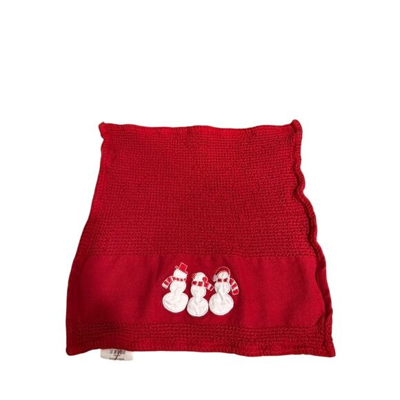"CRATE & BARREL" Snowman Christmas Towel Set 2 Dishtowel 1 Dishcloth Red & White - Picture 5 of 11